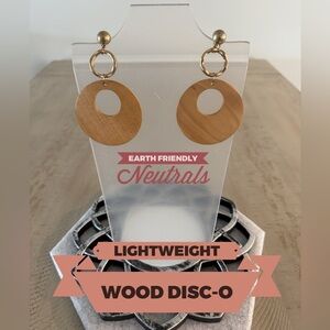 Maple tone Wood Disc-O Earrings on goldtone posts